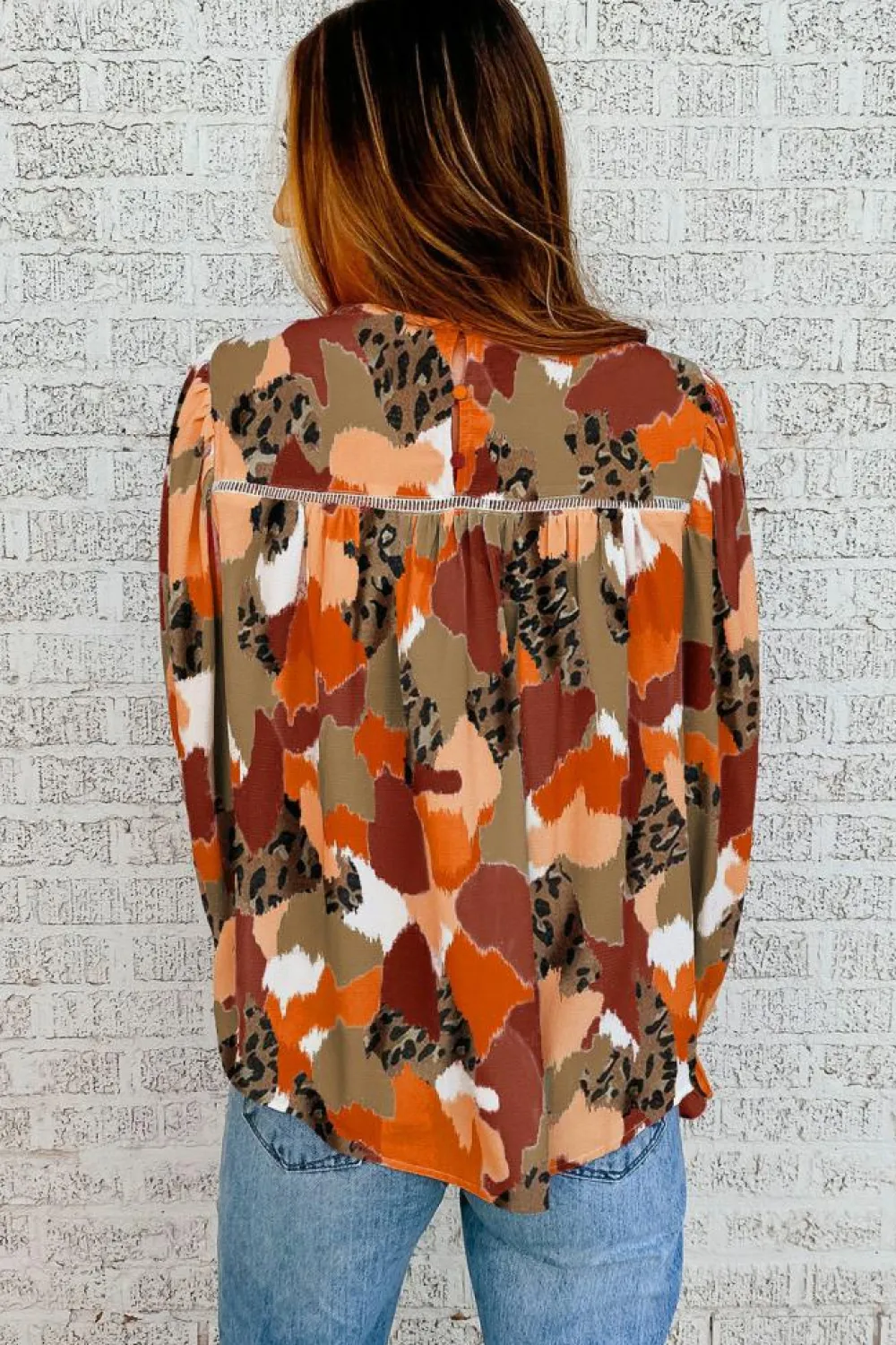 Discount Dear-Lover Abstract Printed Long Sleeve Blouse Multicolor-4