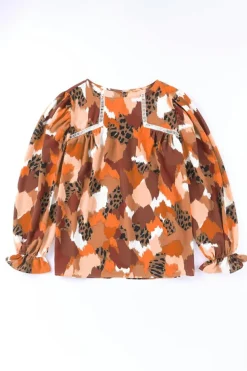 Discount Dear-Lover Abstract Printed Long Sleeve Blouse Multicolor-4