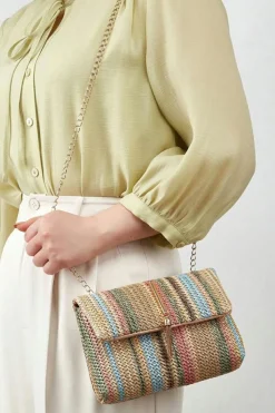 New Dear-Lover Bohemian Woven Gold Chain Shoulder Bag Apricot