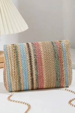 New Dear-Lover Bohemian Woven Gold Chain Shoulder Bag Apricot