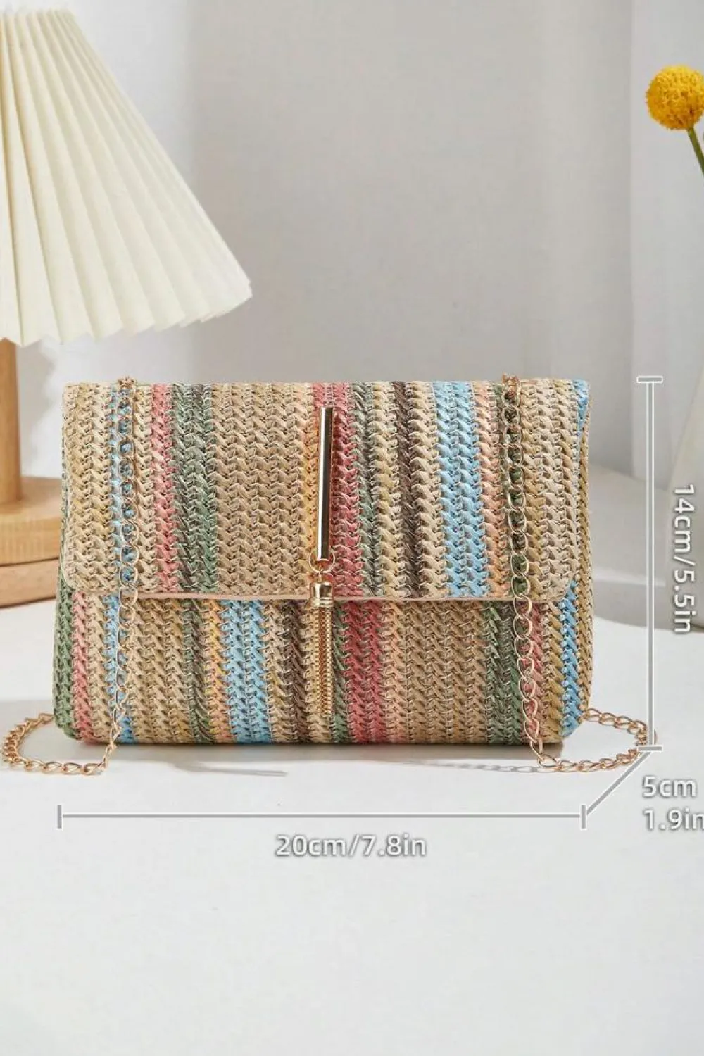 New Dear-Lover Bohemian Woven Gold Chain Shoulder Bag Apricot