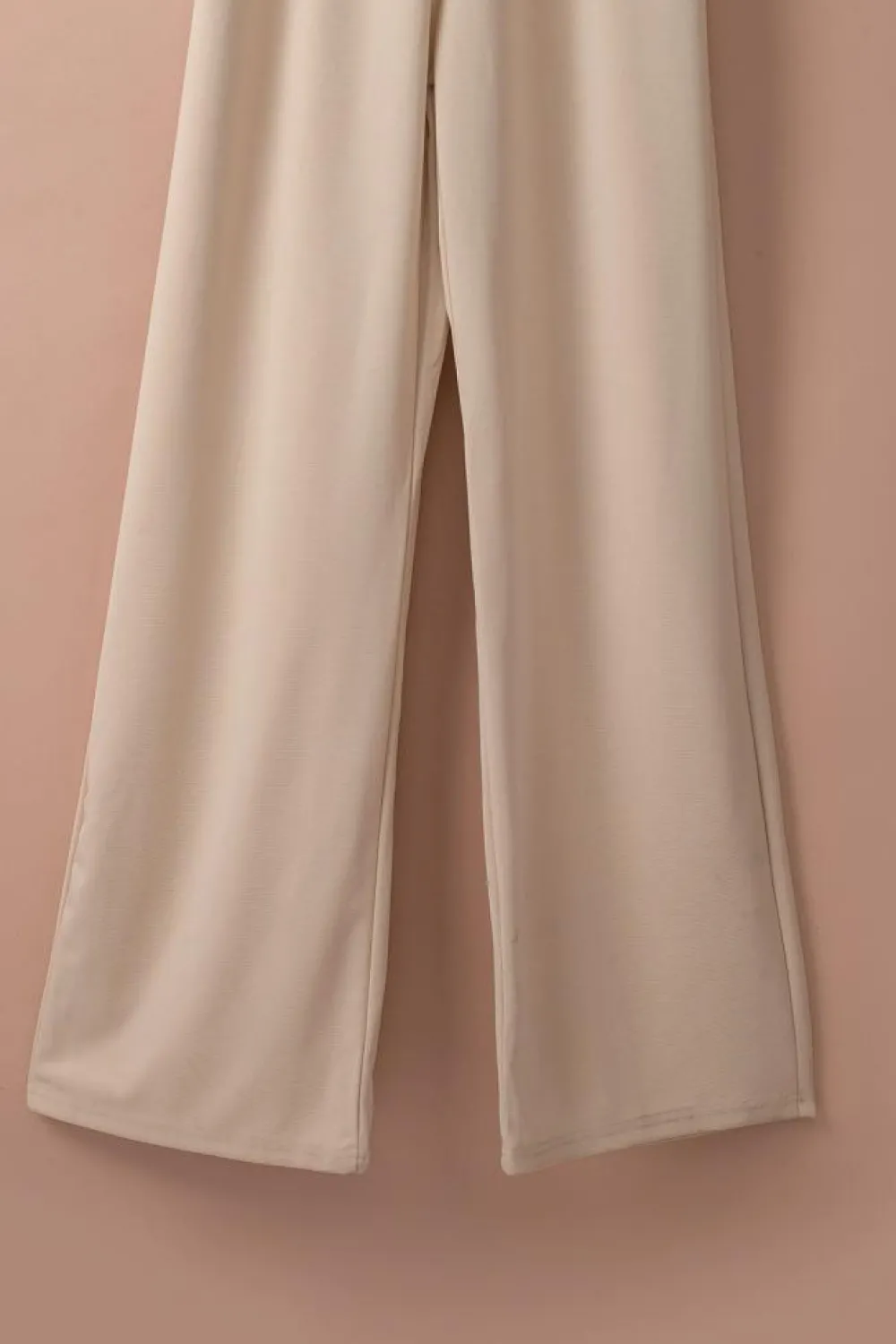 New Dear-Lover Bracelet Sleeve Waist Tie Wide Leg Jumpsuit Apricot