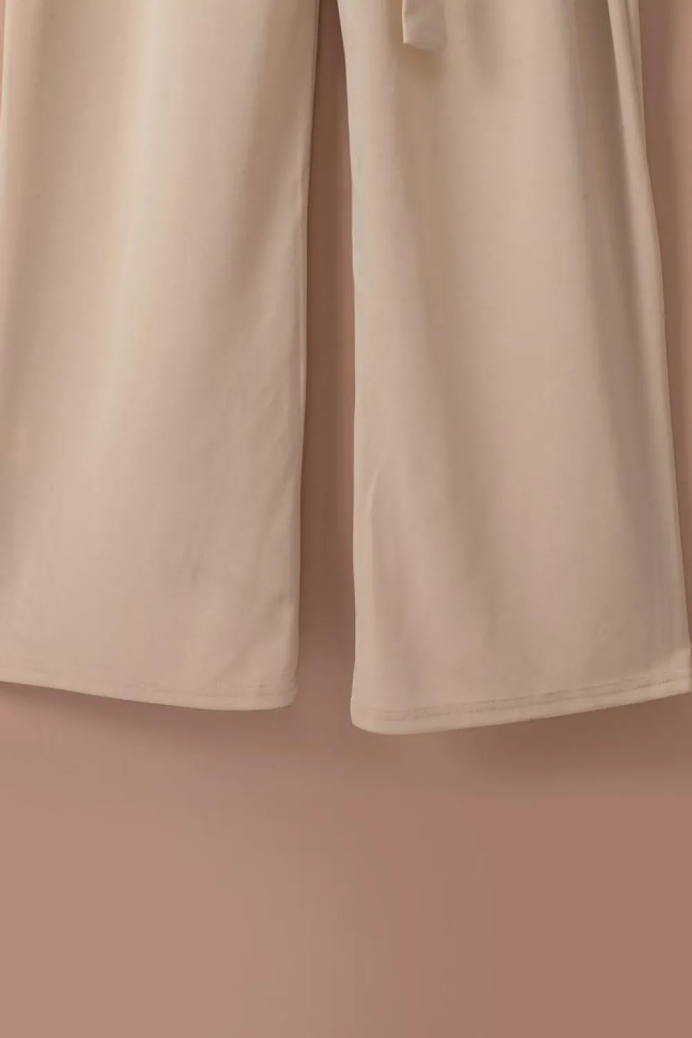 New Dear-Lover Bracelet Sleeve Waist Tie Wide Leg Jumpsuit Apricot