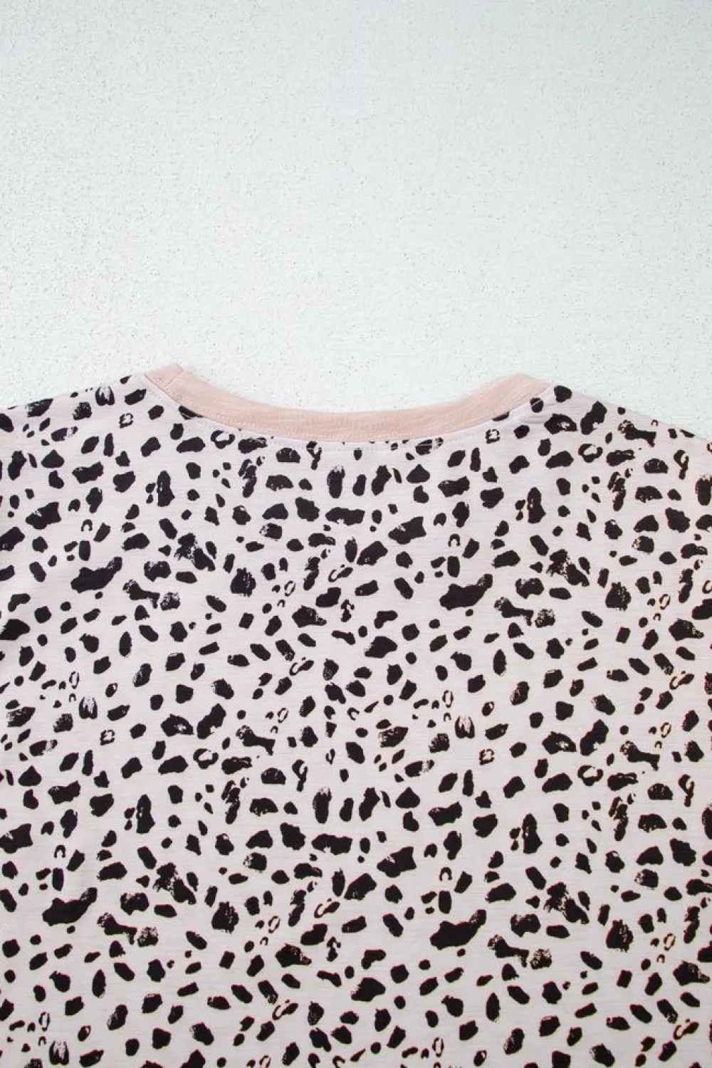 Fashion Dear-Lover Cheetah Print O-neck Short Sleeve T Shirt Apricot