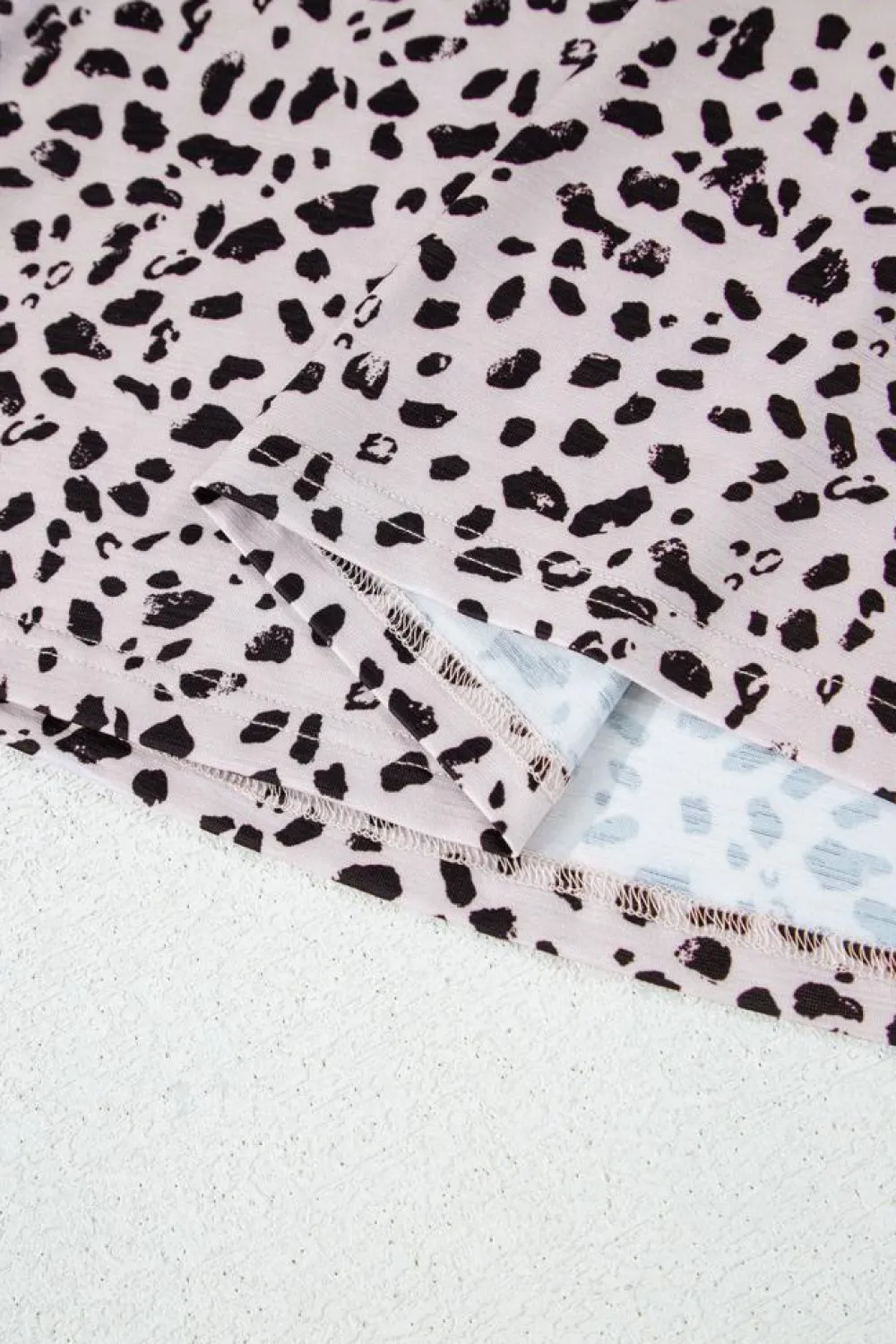 Fashion Dear-Lover Cheetah Print O-neck Short Sleeve T Shirt Apricot