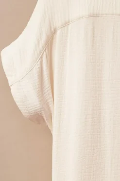 Best Dear-Lover Crinkled Buttons Maxi Beach Dress with Slits Apricot