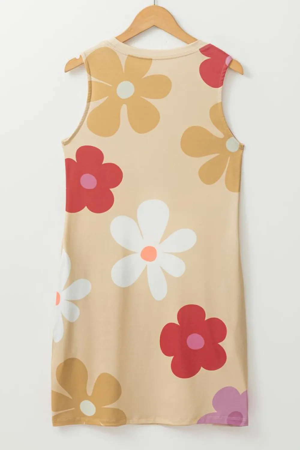 Discount Dear-Lover Daisy Flower Print Tank Dress Apricot