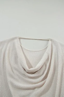 Sale Dear-Lover Draped Open Back Textured Tee Apricot