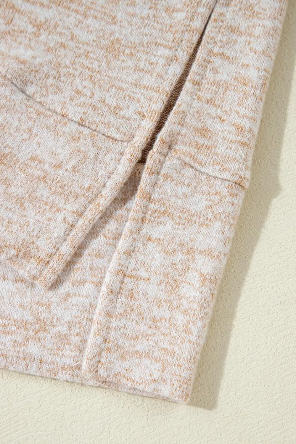 Outlet Dear-Lover Drawstring Cowl High Neck Long Sleeve Split Top Apricot