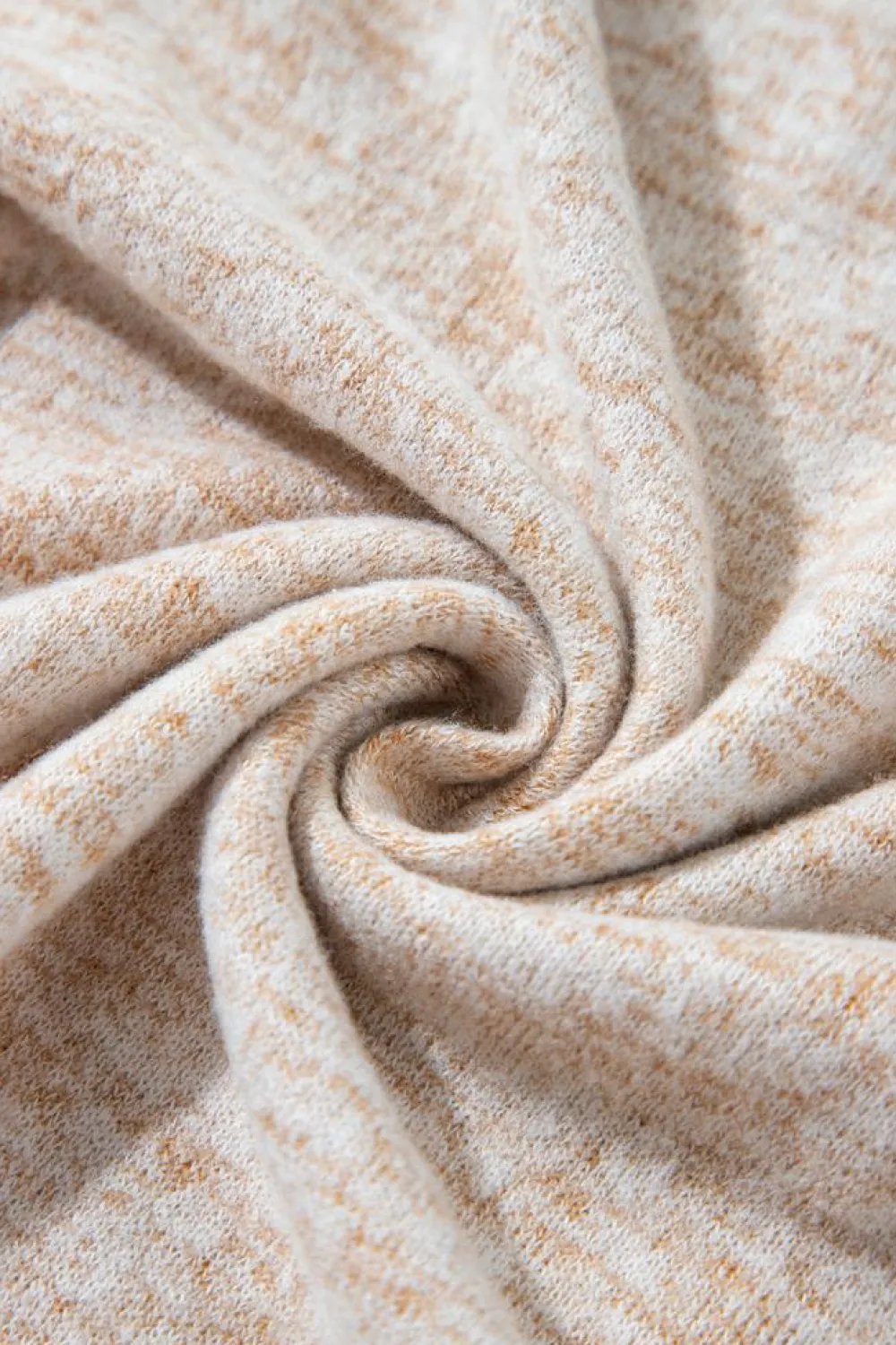 Outlet Dear-Lover Drawstring Cowl High Neck Long Sleeve Split Top Apricot