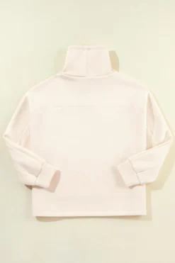 Best Dear-Lover Drawstring Turtleneck Dolman Sleeve Sweatshirt Apricot