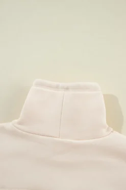 Best Dear-Lover Drawstring Turtleneck Dolman Sleeve Sweatshirt Apricot