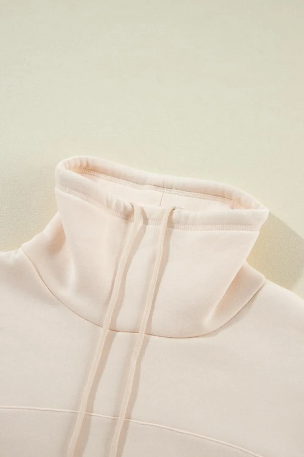 Best Dear-Lover Drawstring Turtleneck Dolman Sleeve Sweatshirt Apricot
