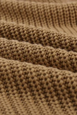 Online Dear-Lover Drop Sleeve Cable Knit Cardigan with Slits Apricot