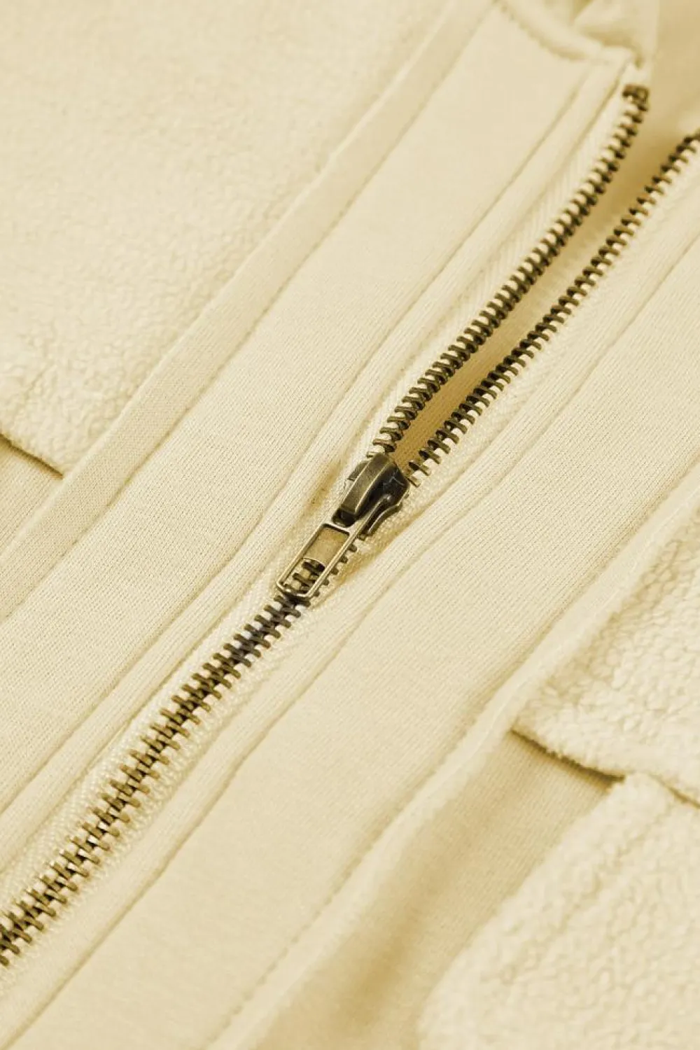 Outlet Dear-Lover Flap Pocket Drawstring Hood Zip Up Jacket Apricot