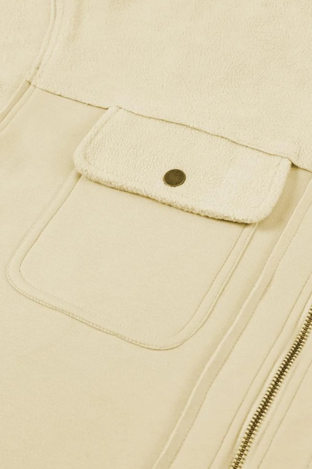 Outlet Dear-Lover Flap Pocket Drawstring Hood Zip Up Jacket Apricot