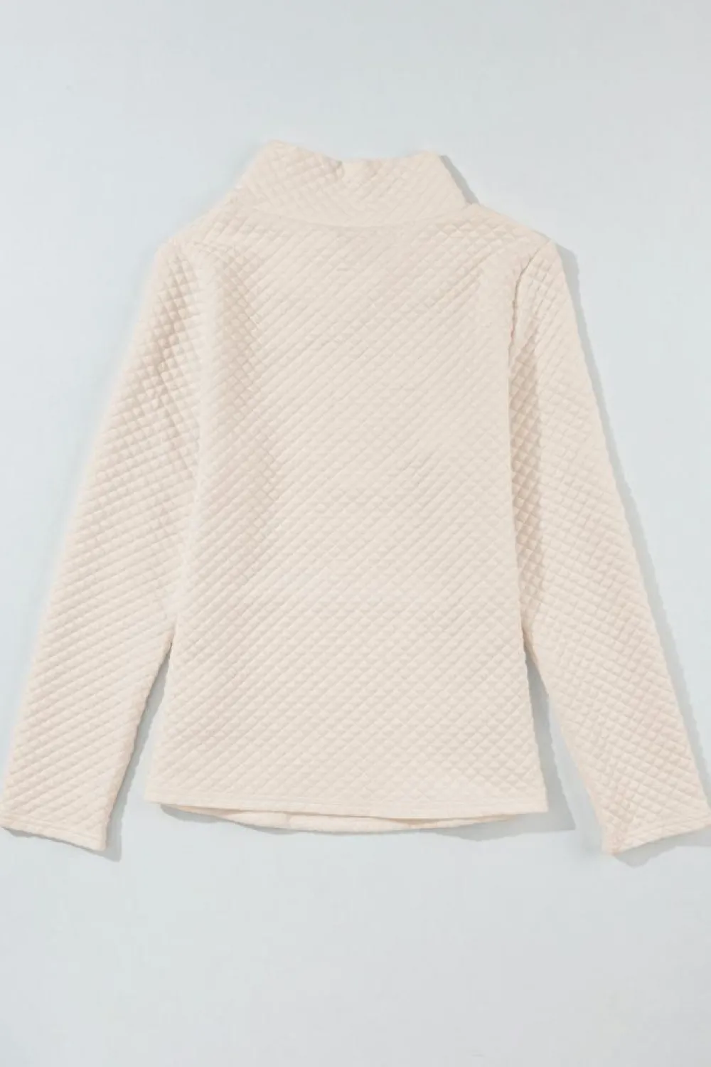 Fashion Dear-Lover High Neck Kangaroo Pocket Quilted Sweatshirt Apricot