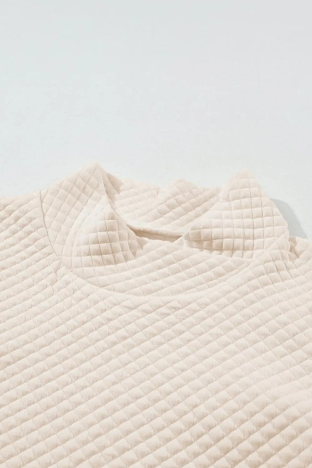 Fashion Dear-Lover High Neck Kangaroo Pocket Quilted Sweatshirt Apricot