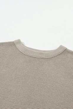 Fashion Dear-Lover High Neck Short Bat Sleeve Sweater Apricot