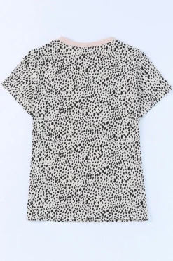 Clearance Dear-Lover Leopard MAMA Graphic Crew Neck T Shirt Apricot