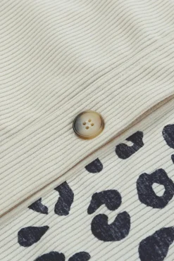 Best Dear-Lover Leopard Print Detail Pocketed Corduroy Jacket Apricot