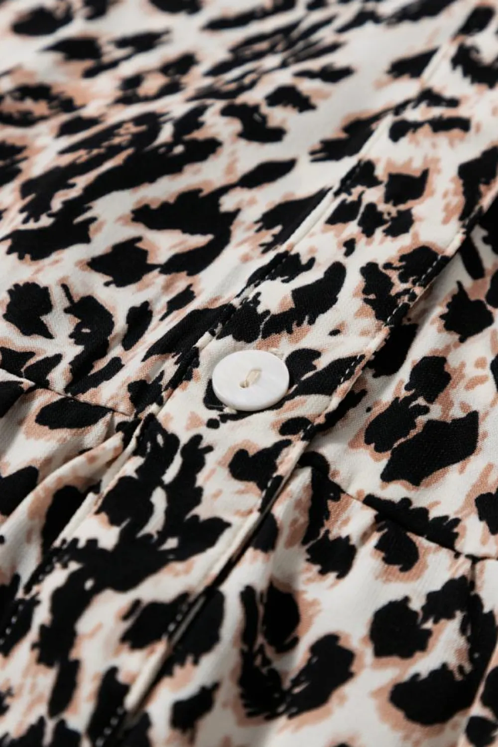 Best Dear-Lover Leopard Print Tiered Wide Sleeve Maxi Dress Apricot
