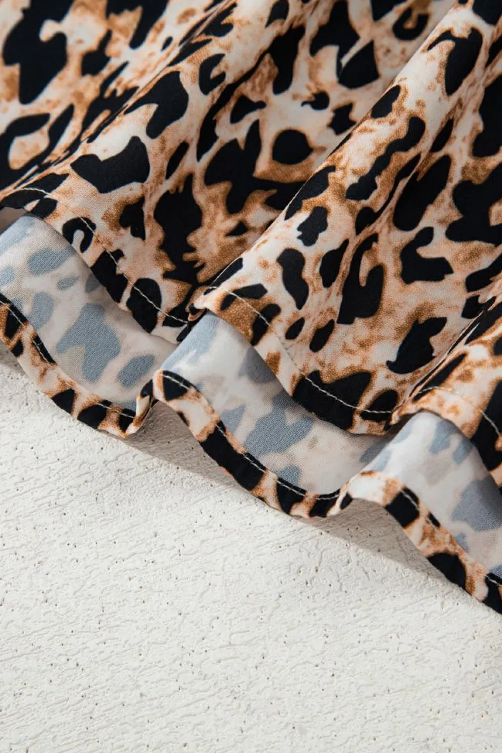 Outlet Dear-Lover Leopard V Neck Half Sleeve Blouse Apricot
