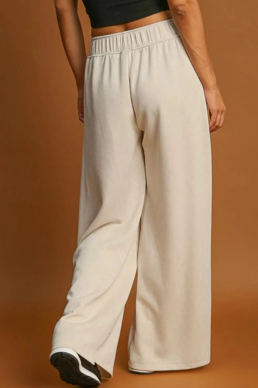 New Dear-Lover Loop Drawstring Casual Wide Leg Pants Apricot