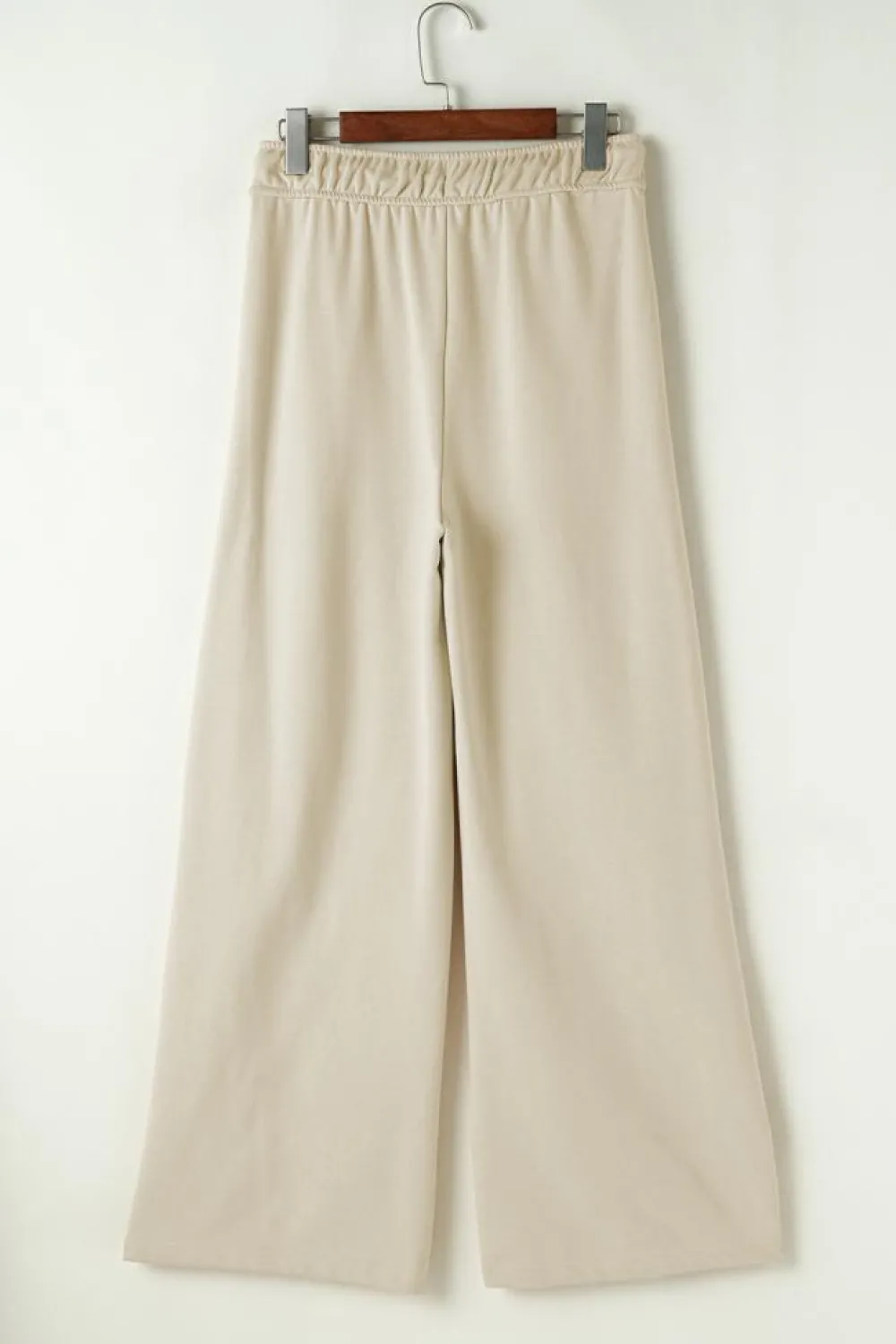 New Dear-Lover Loop Drawstring Casual Wide Leg Pants Apricot