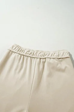New Dear-Lover Loop Drawstring Casual Wide Leg Pants Apricot