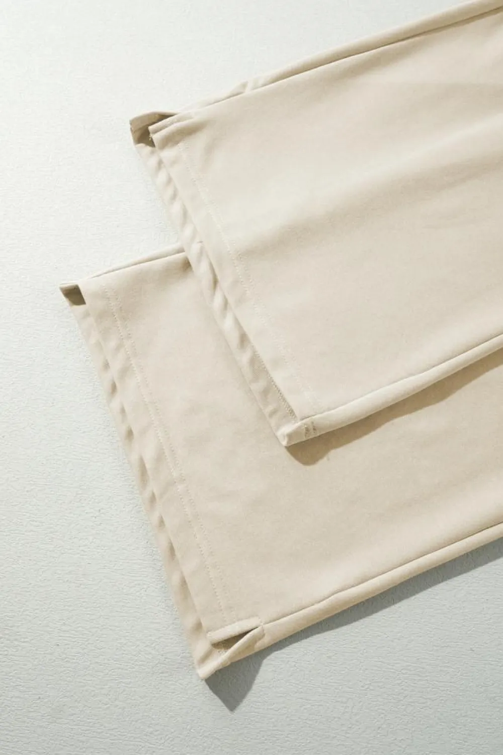 New Dear-Lover Loop Drawstring Casual Wide Leg Pants Apricot