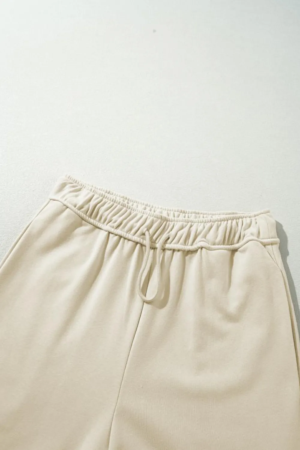 New Dear-Lover Loop Drawstring Casual Wide Leg Pants Apricot