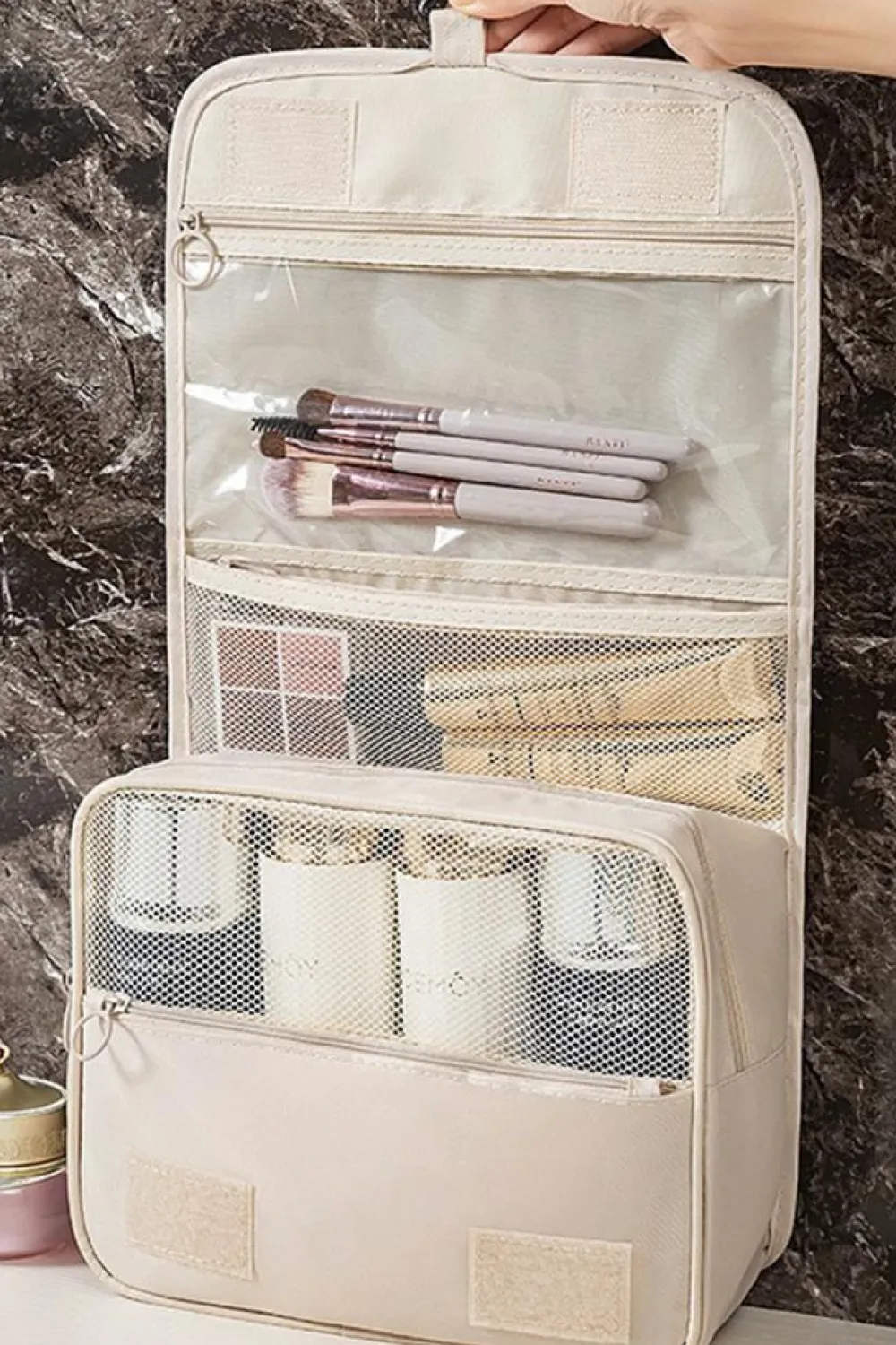 Online Dear-Lover Multi-functional Make Up Organizer Travel Toiletry Bag Apricot