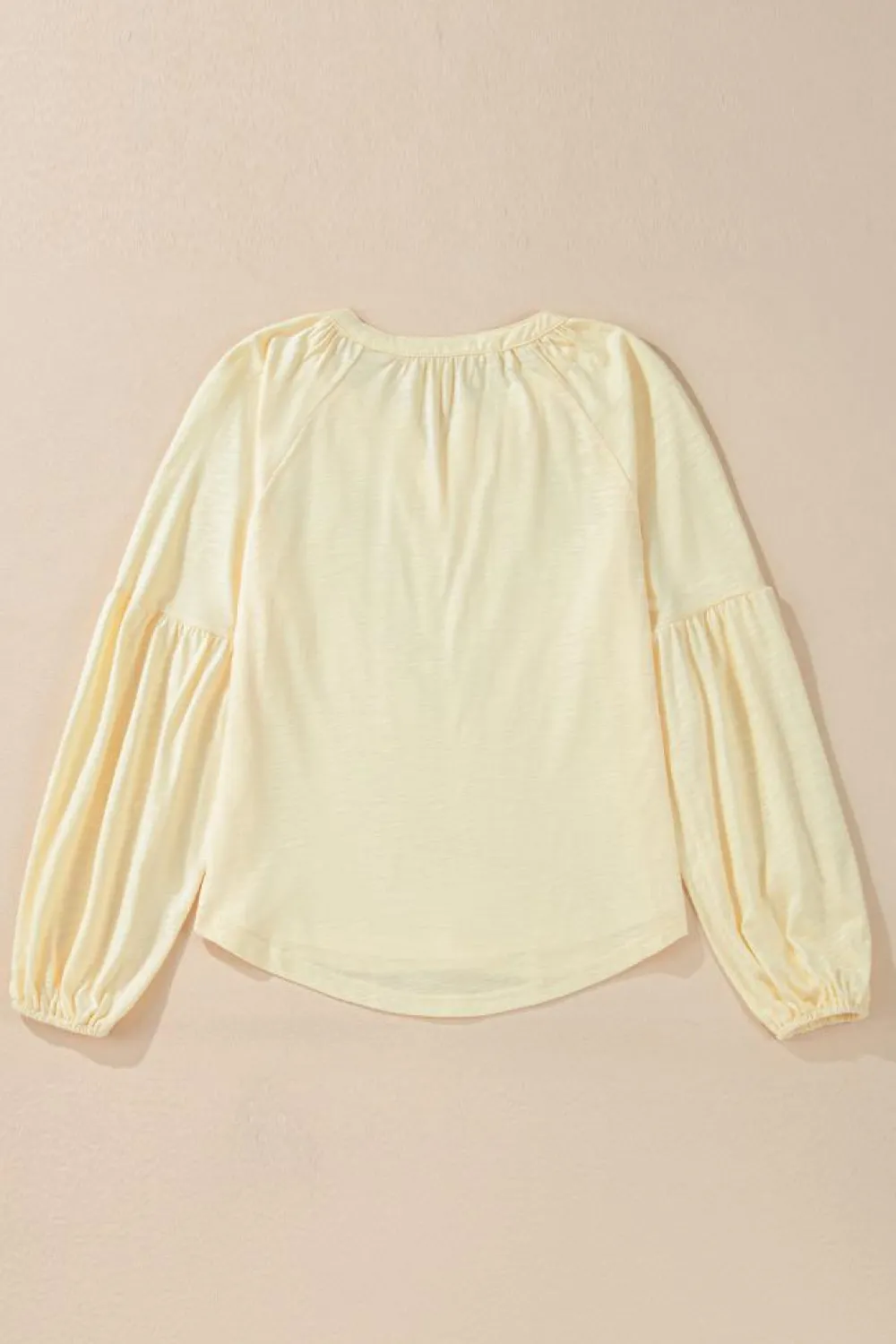 Fashion Dear-Lover Paisley Floral Embroidered Notch V Neck Blouse Apricot