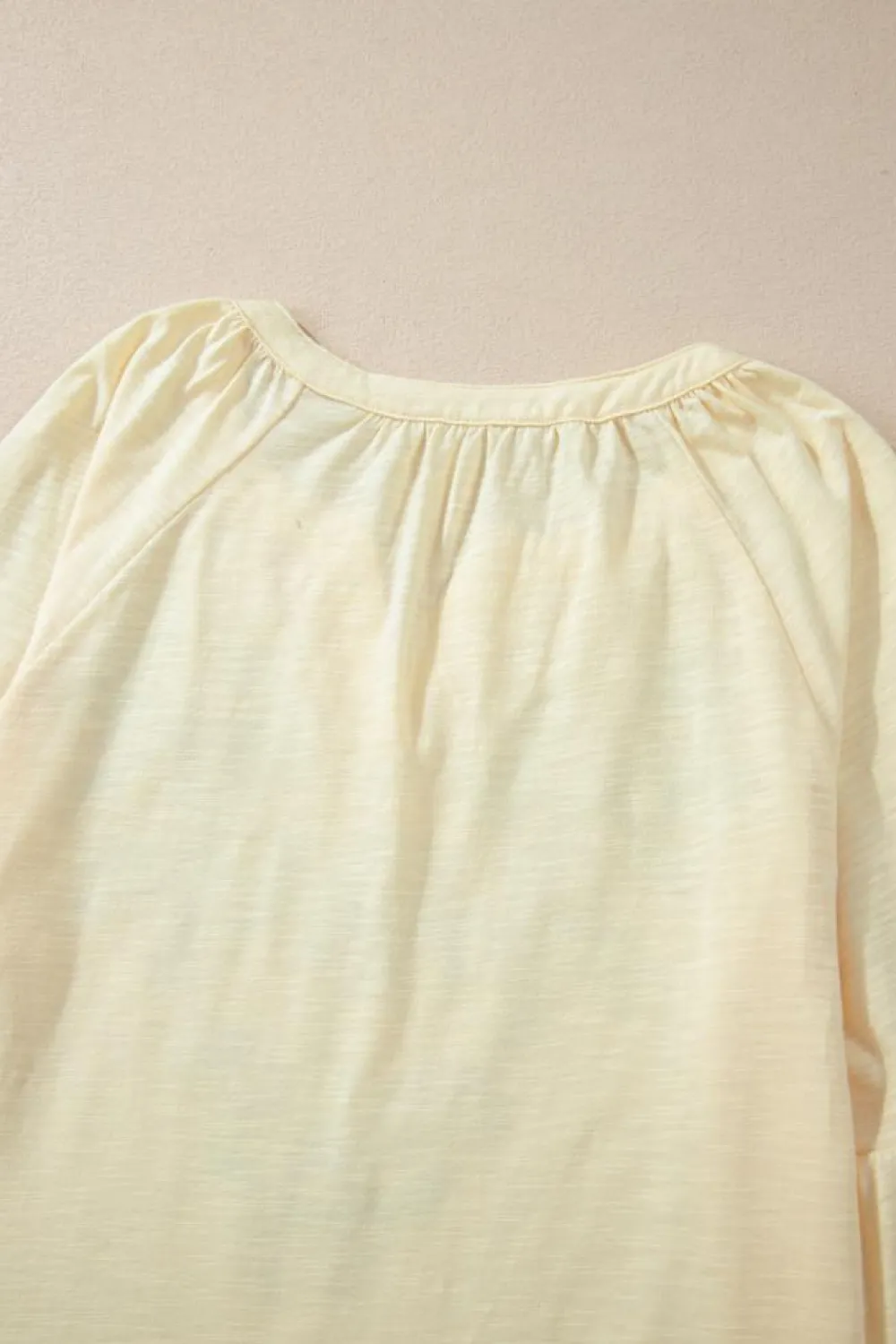 Fashion Dear-Lover Paisley Floral Embroidered Notch V Neck Blouse Apricot