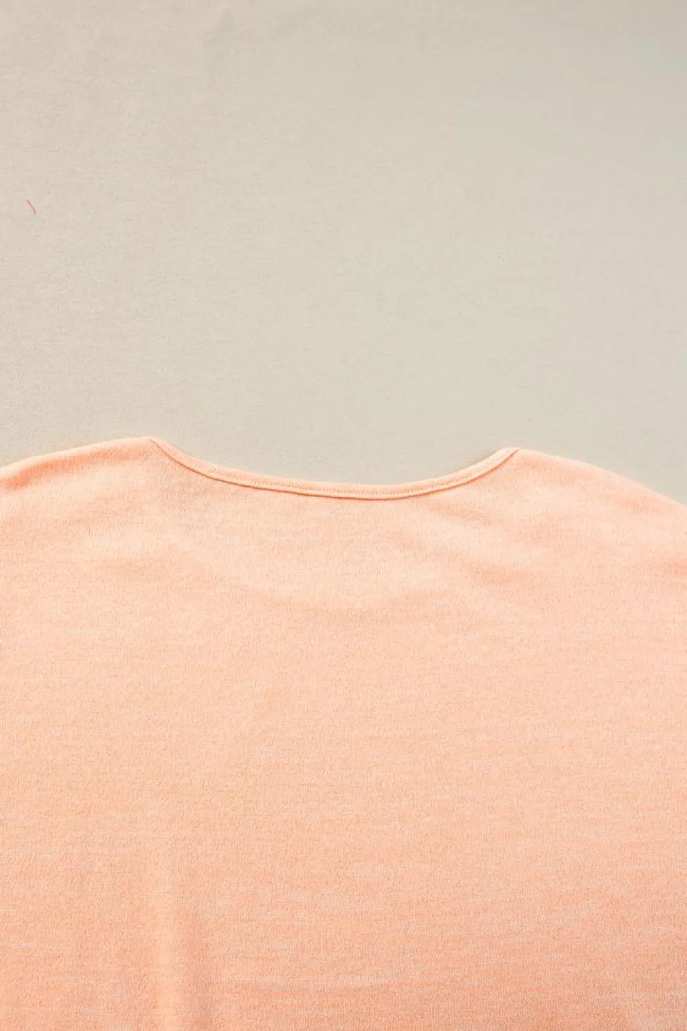 New Dear-Lover Button Detail Batwing Sleeve Casual Tee Apricot Pink