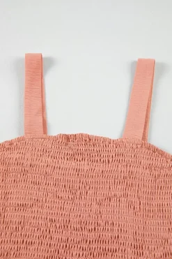 Hot Dear-Lover Casual Pocketed Smocked Sleeveless Romper Apricot Pink