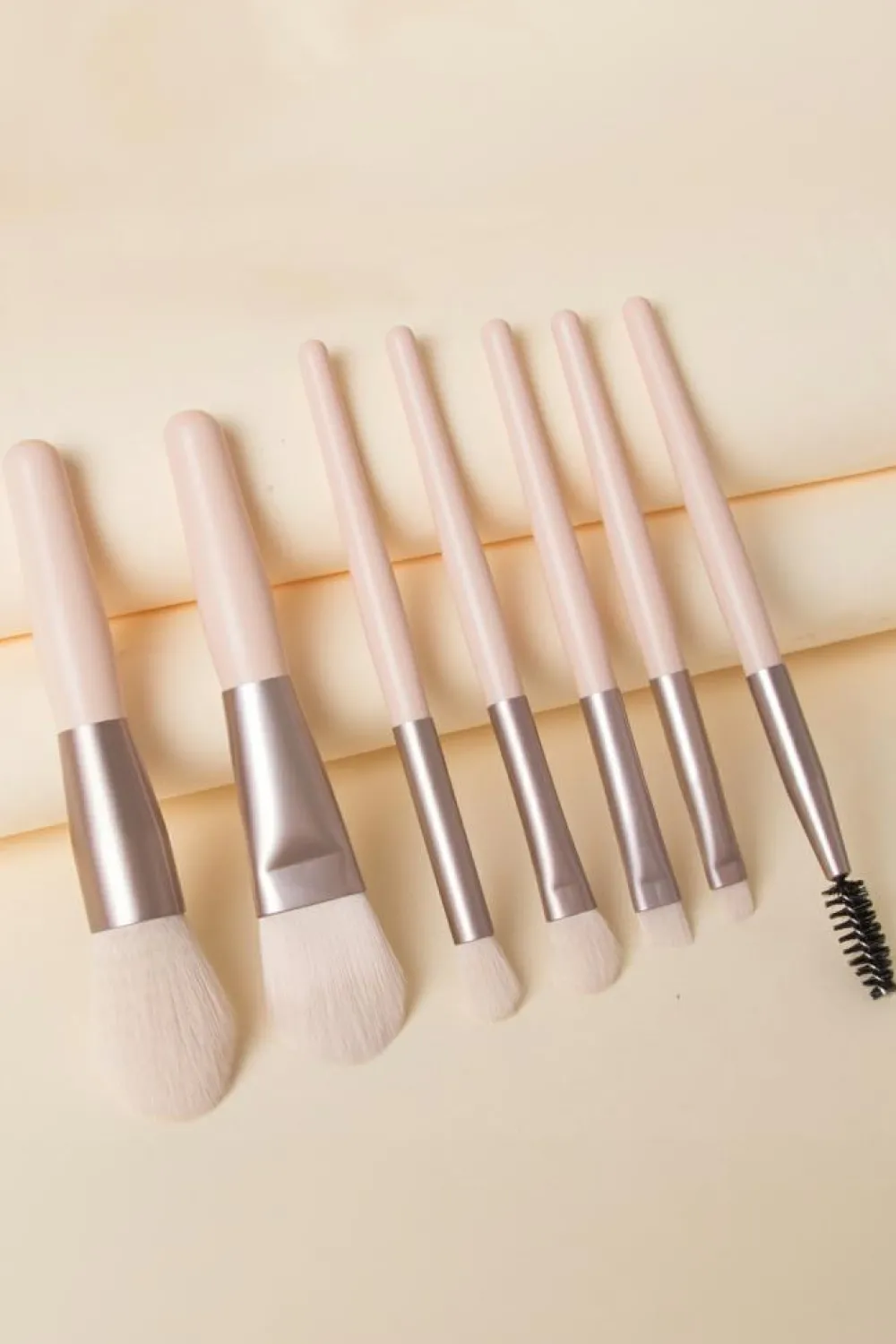 Clearance Dear-Lover 8pcs Soft Fluffy Mini Makeup Brush Set with Bag Apricot Pink