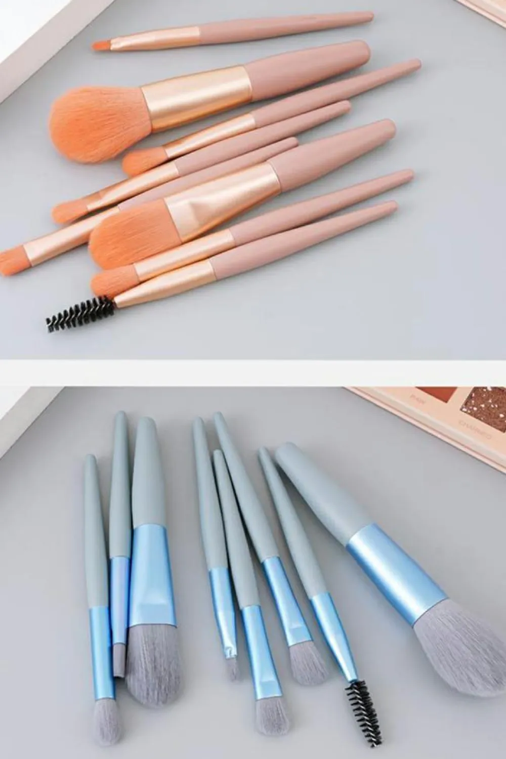 Clearance Dear-Lover 8pcs Soft Fluffy Mini Makeup Brush Set with Bag Apricot Pink
