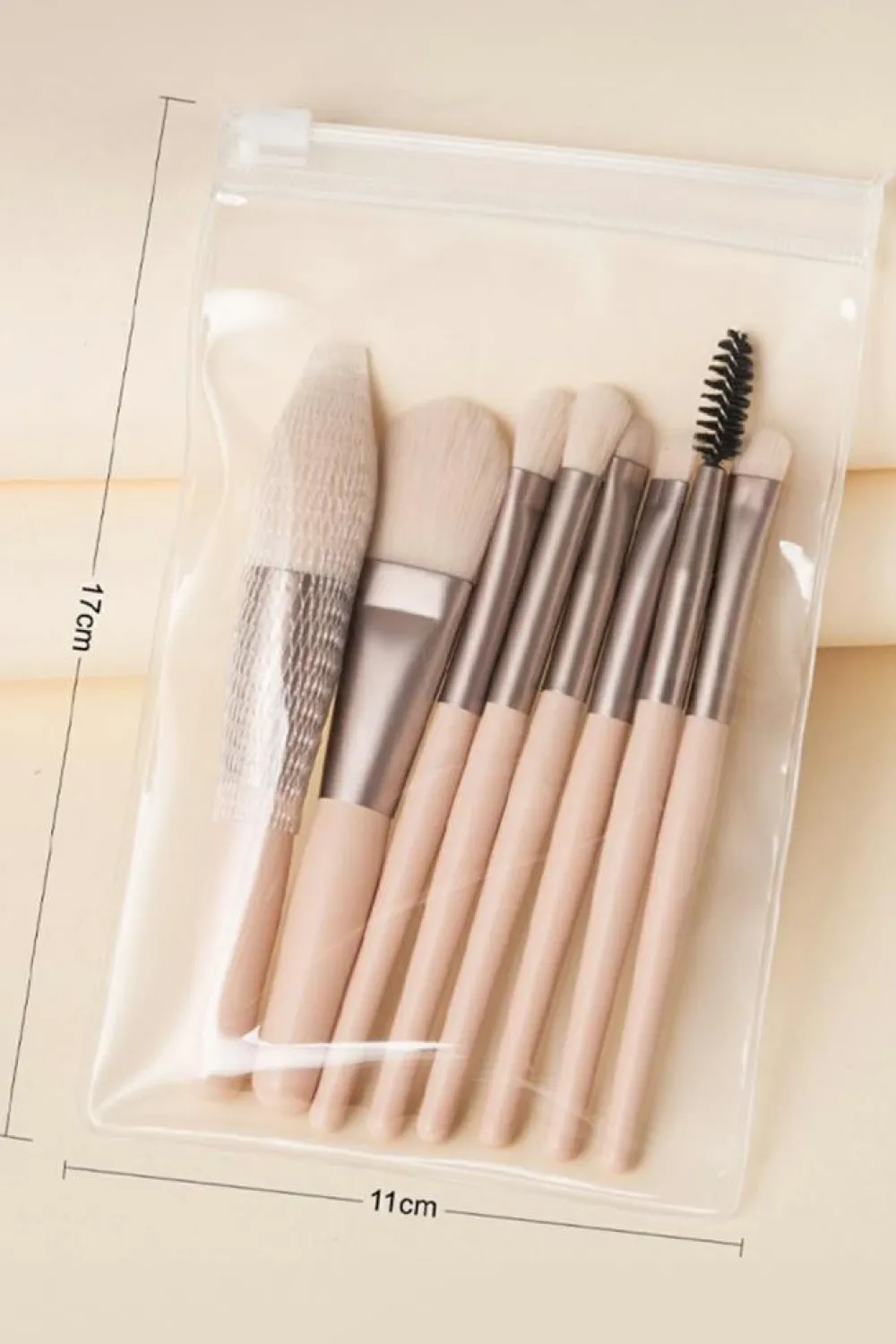 Clearance Dear-Lover 8pcs Soft Fluffy Mini Makeup Brush Set with Bag Apricot Pink