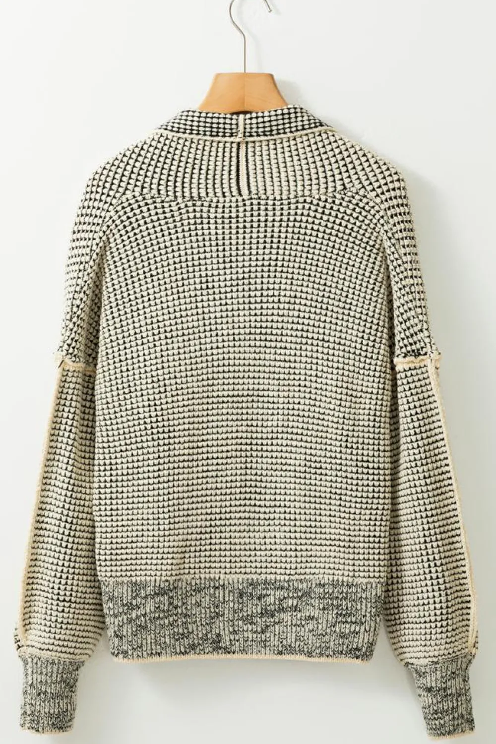 Hot Dear-Lover Plaid Contrast Trim Open Front Cardigan Apricot