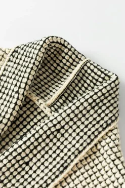 Hot Dear-Lover Plaid Contrast Trim Open Front Cardigan Apricot