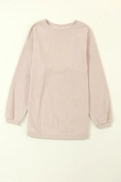 Best Dear-Lover Ribbed Corduroy Oversized Sweatshirt Apricot
