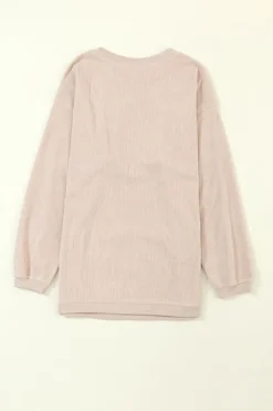 Best Dear-Lover Ribbed Corduroy Oversized Sweatshirt Apricot