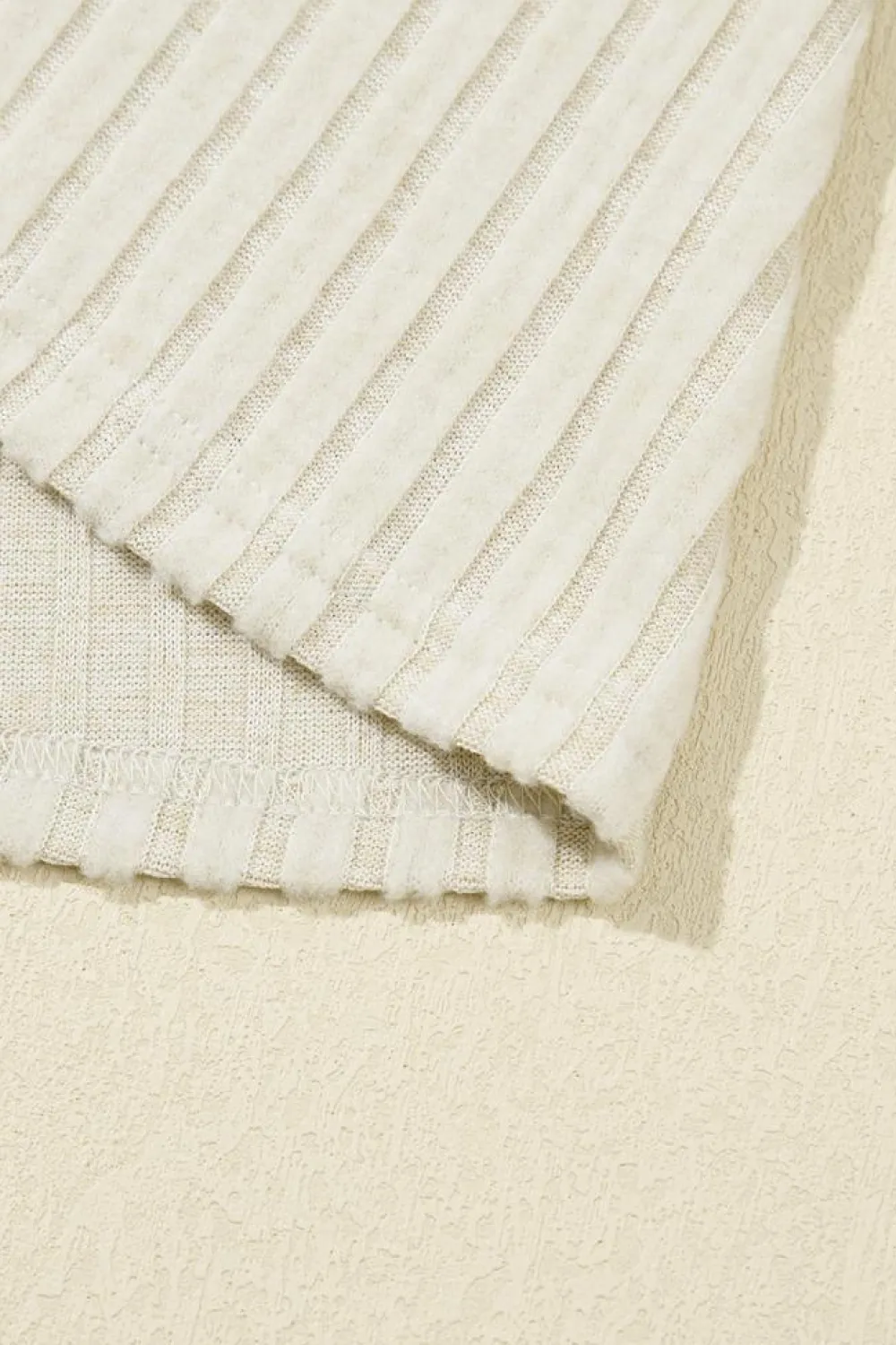 Hot Dear-Lover Ribbed Knit Mock Neck Tank Top Apricot