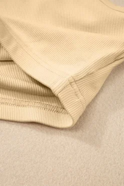 Clearance Dear-Lover Ribbed Knit Sheath Sleeveless Crop Top Apricot