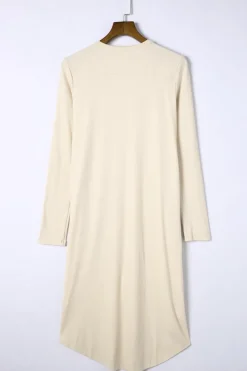 Outlet Dear-Lover Selected Button Pocketed High Low Cardigan Apricot