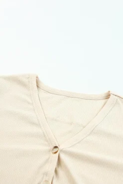 Outlet Dear-Lover Selected Button Pocketed High Low Cardigan Apricot