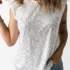 Discount Dear-Lover Sequin Round Neck Tank Top Apricot