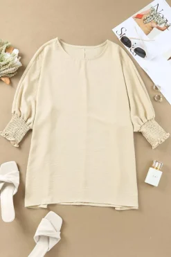 Hot Dear-Lover Smocked Wrist Shift Top Apricot